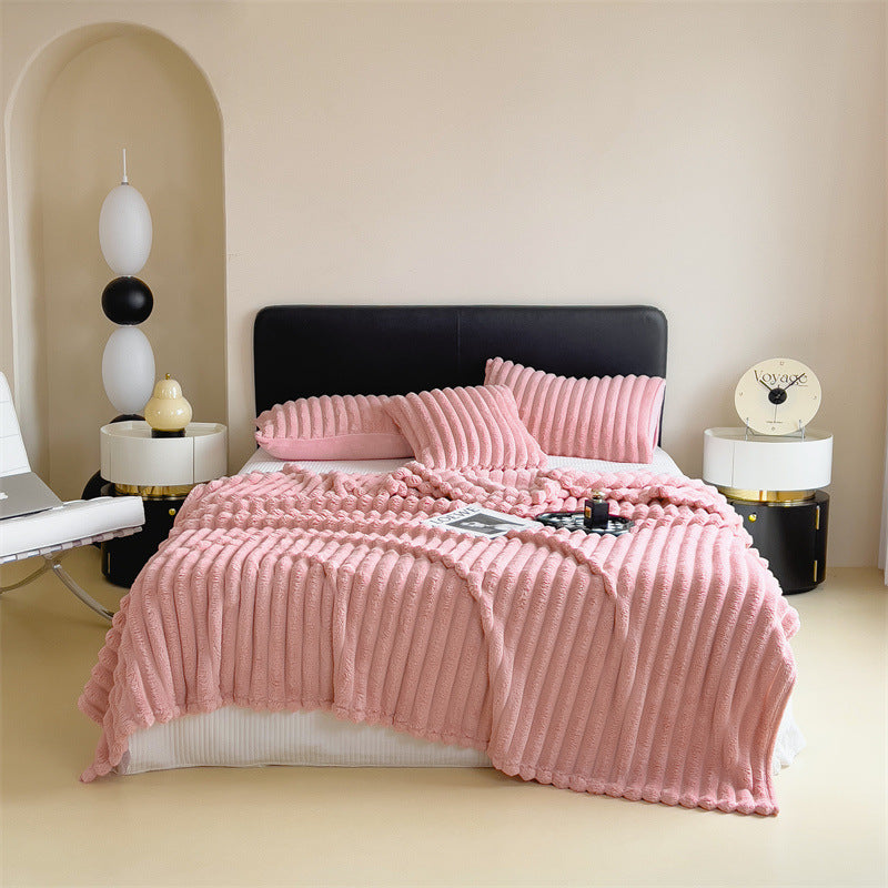 Soft Solid Color Flannel Plush Blanket