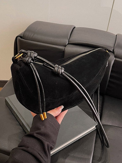 Soft Suede Messenger Crossbody Bag