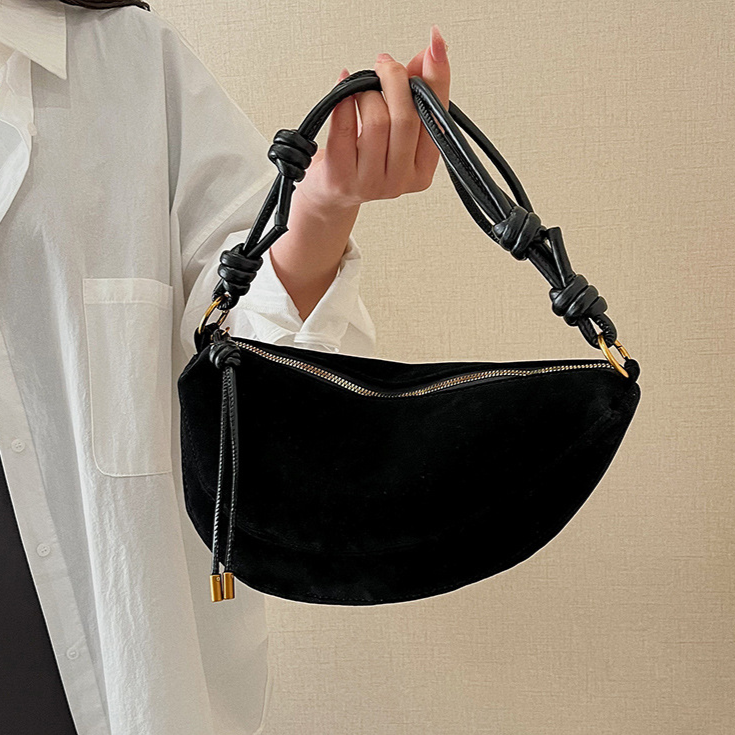Soft Suede Messenger Crossbody Bag
