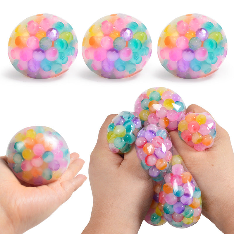Soft TPR Decompression Squeeze Ball with Colored Beads
