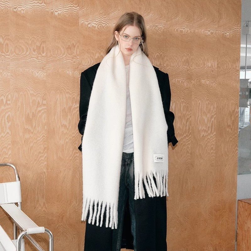 Soft Wool Blend Scarf with Tassel Detail