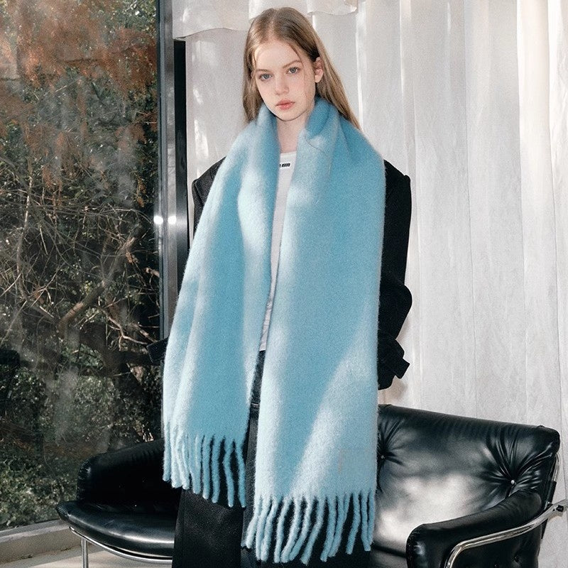 Soft Wool Blend Scarf with Tassel Detail
