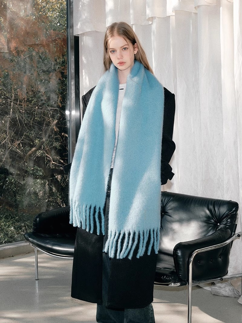 Soft Wool Blend Scarf with Tassel Detail