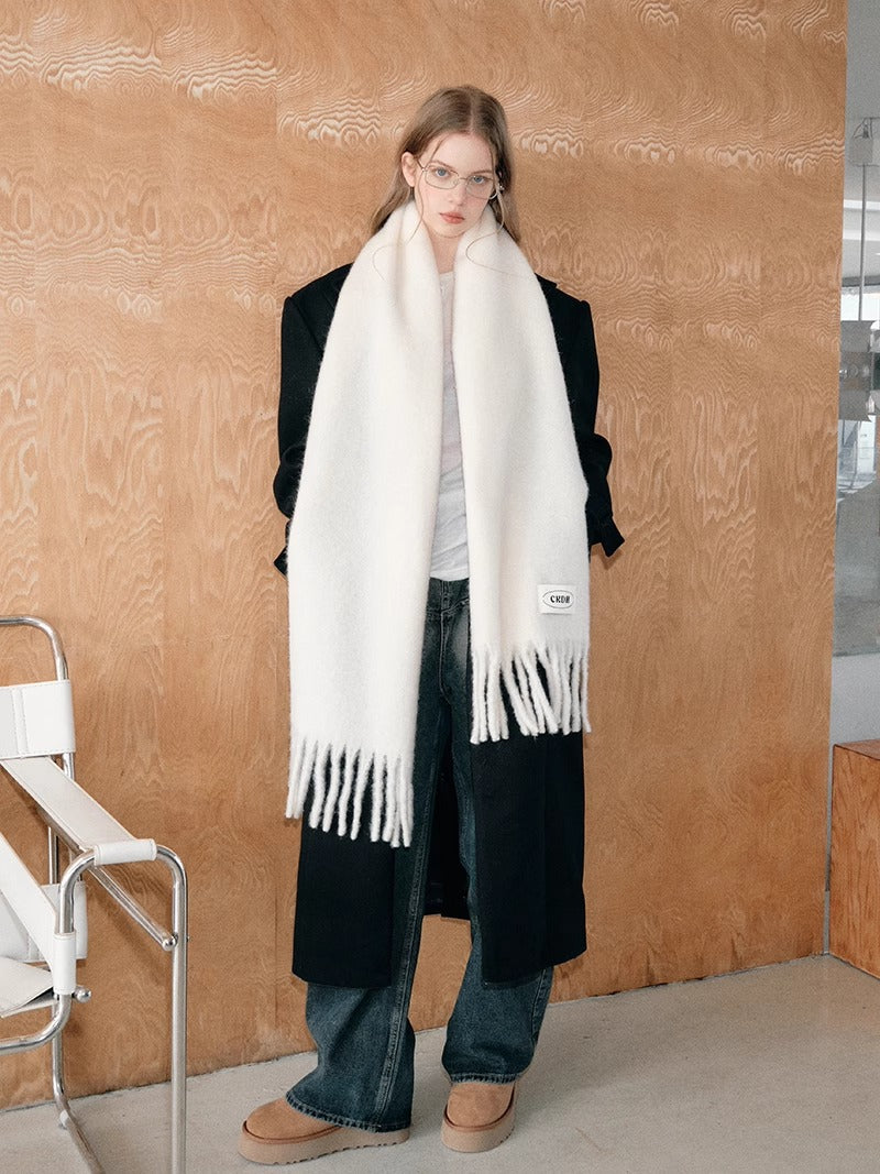 Soft Wool Blend Scarf with Tassel Detail