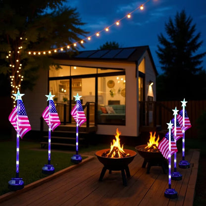 Solar American Flag Garden Light