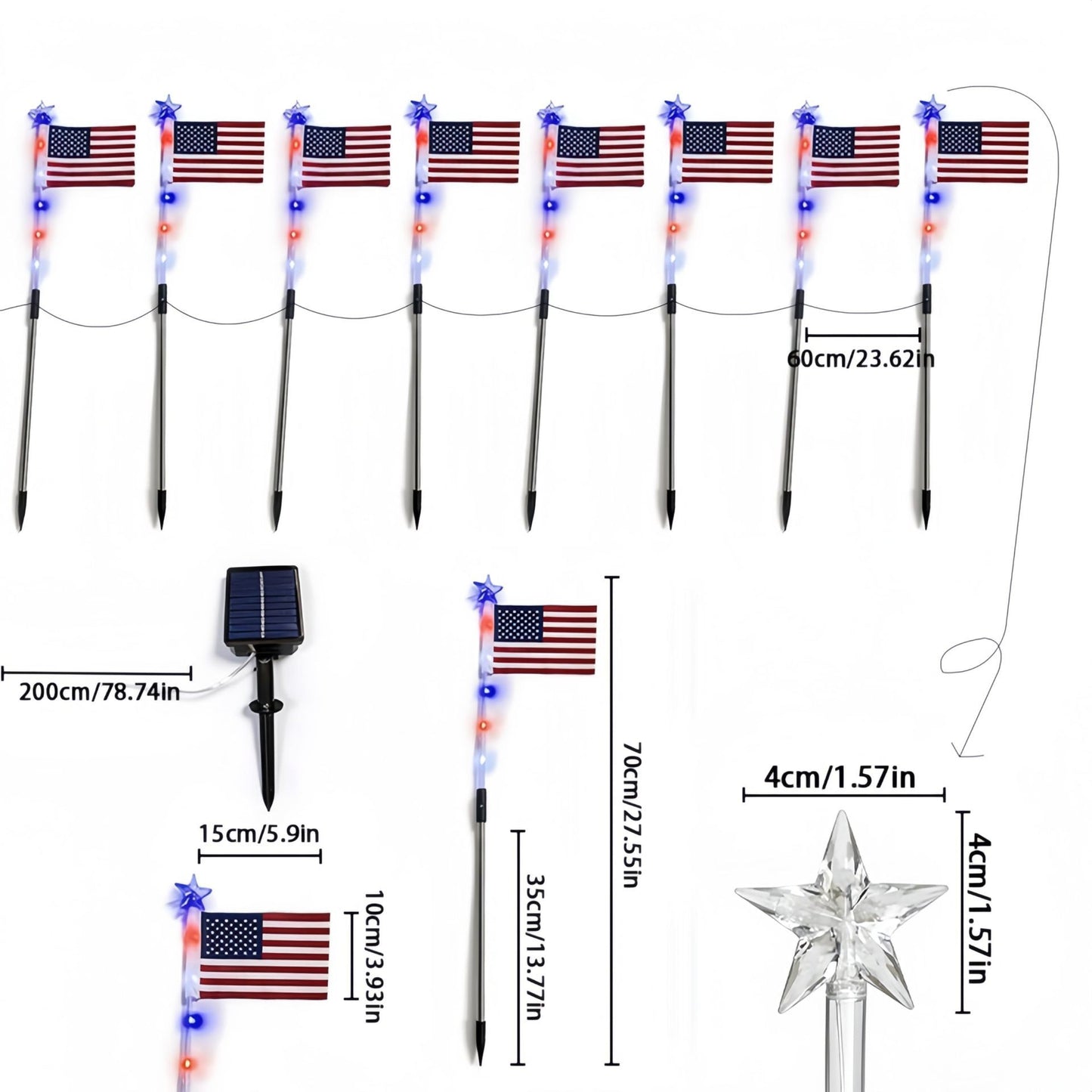 Solar American Flag Garden Light