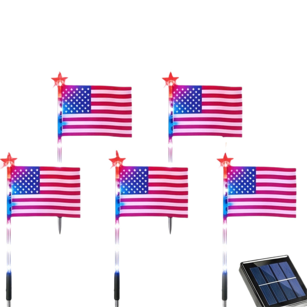 Solar American Flag Ground Stake Light