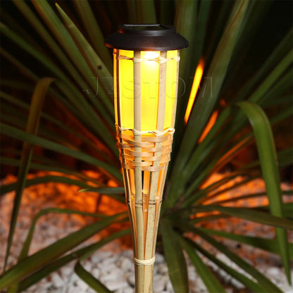 Solar Bamboo Torch Flame Garden Light