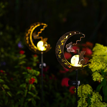 Solar Butterfly Crackle Glass Ball Garden Light