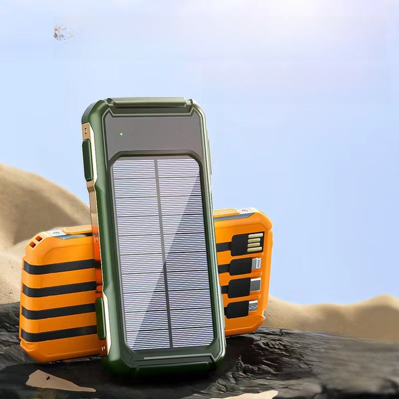 Solar charging treasure wholesale 20000 mA large capacity with line outdoor portable mobile phone mobile power supply