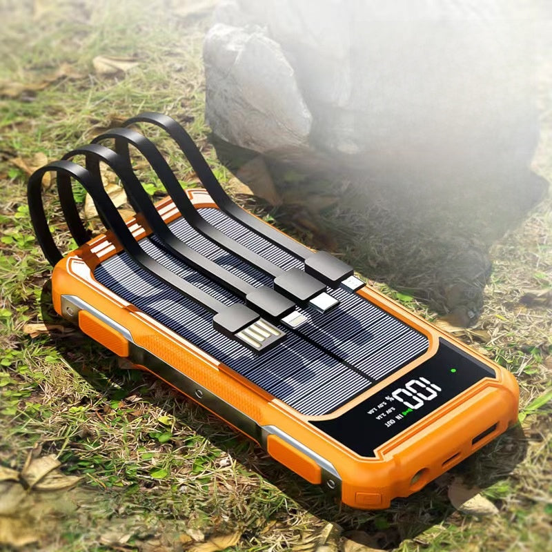Solar charging treasure wholesale 20000 mA large capacity with line outdoor portable mobile phone mobile power supply