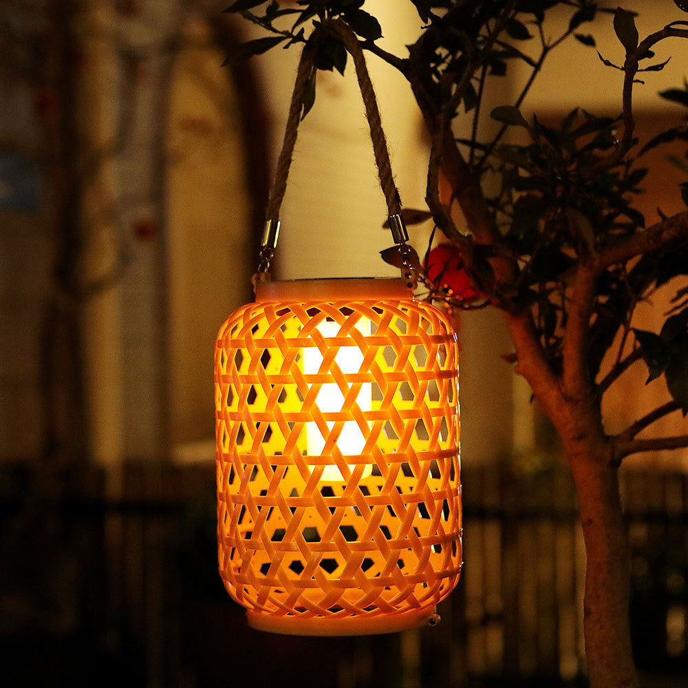 Solar Chinese Style Rattan Hanging Lantern