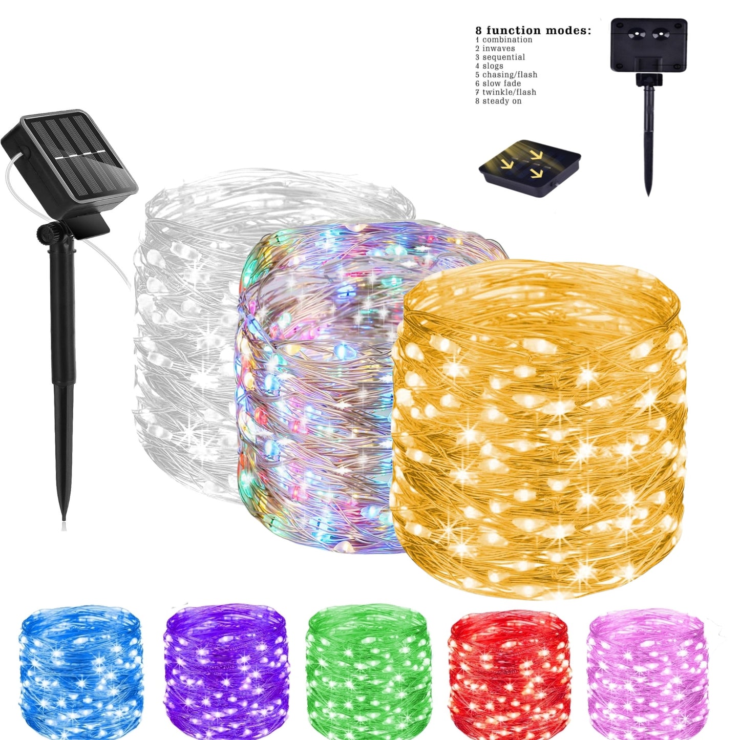 Solar Copper Wire Fairy Lights with Remote Control