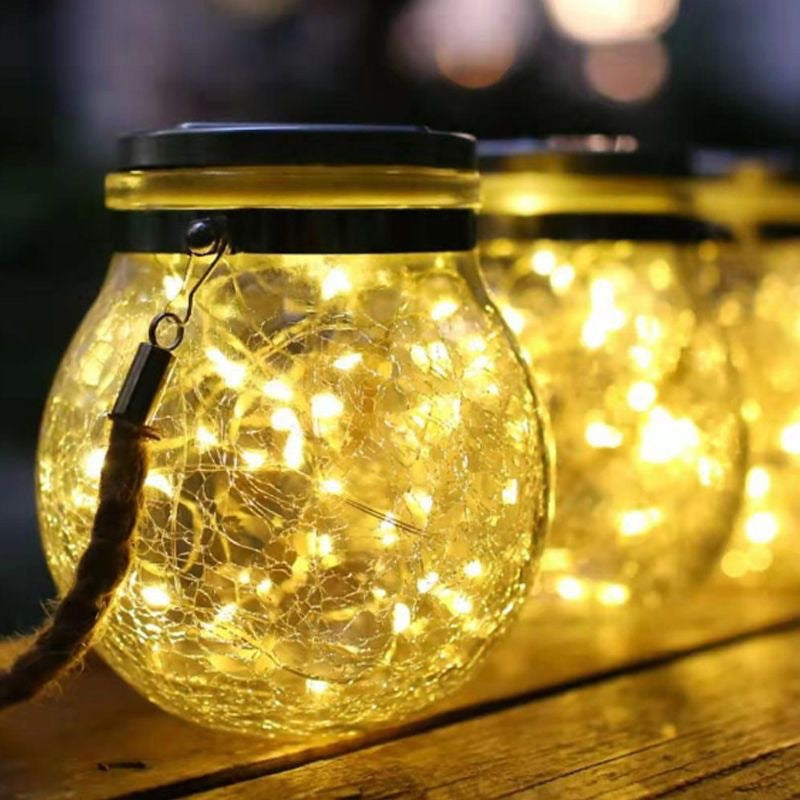 Solar Cracked Glass Bottle Light