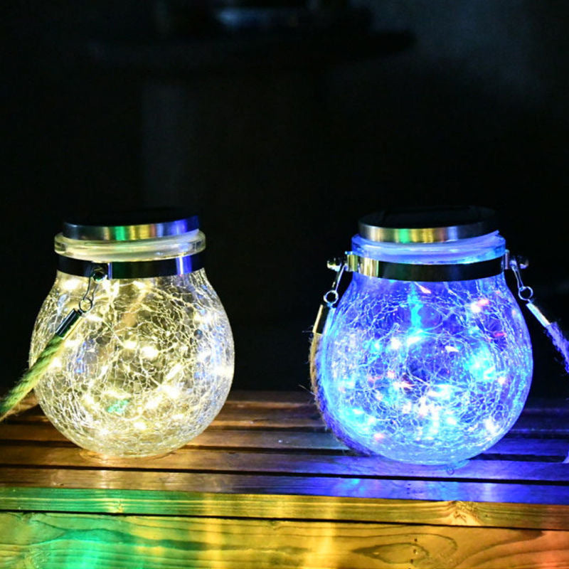 Solar Cracked Glass Bottle Light