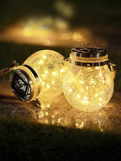 Solar Cracked Glass Bottle Light