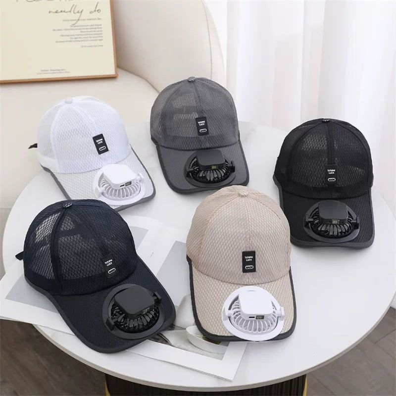 Solar Fan Baseball Cap with Breathable Mesh