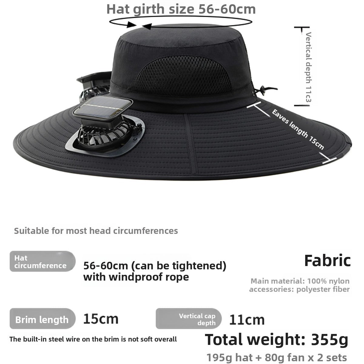 Solar fan cap