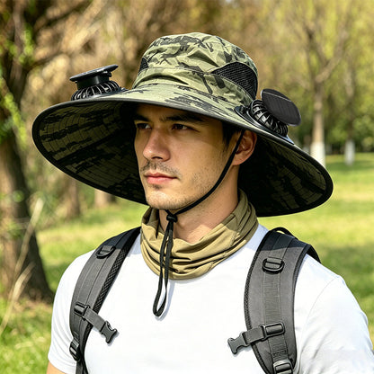 Solar Fan Hat with Built-in Ventilation