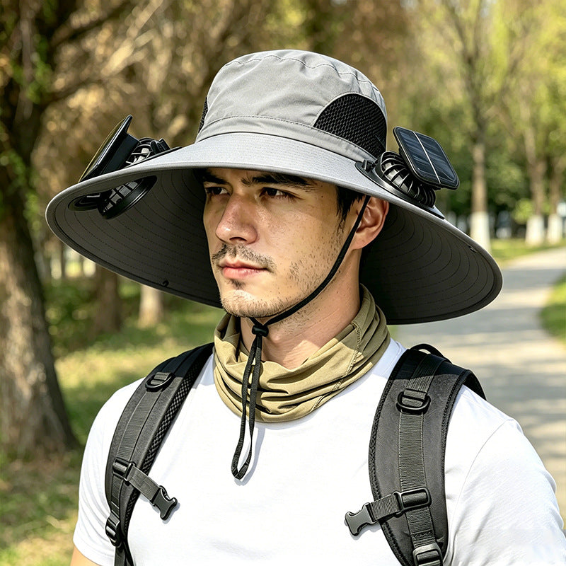 Solar Fan Hat with Built-in Ventilation
