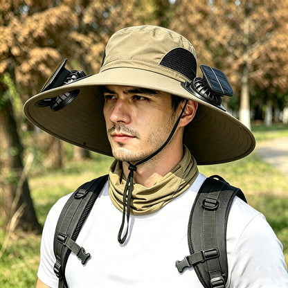 Solar Fan Hat with Built-in Ventilation