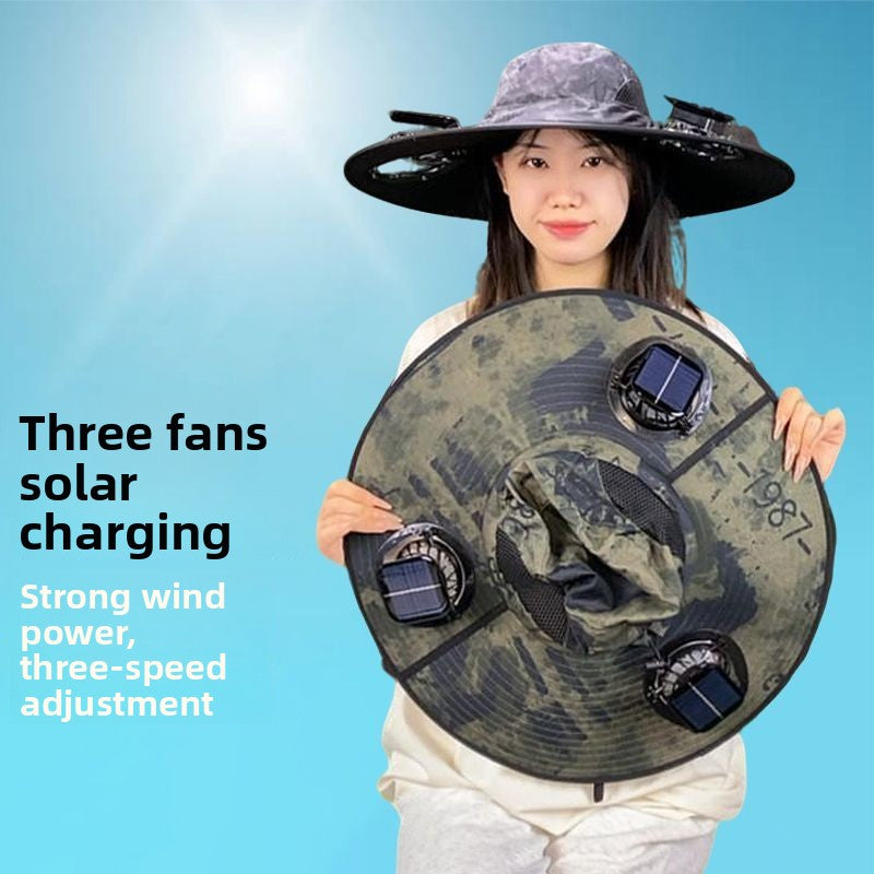 Solar Fan Hat with Built-in Ventilation