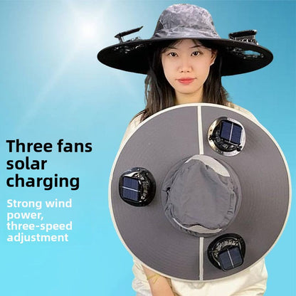 Solar Fan Hat with Built-in Ventilation