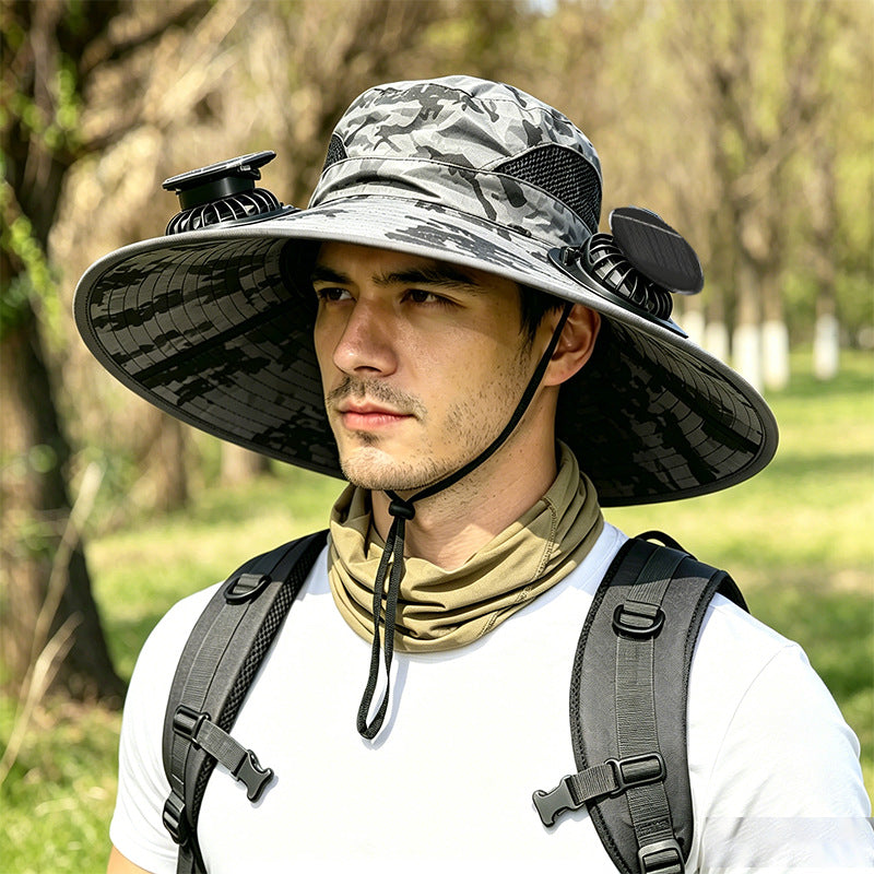 Solar Fan Hat with Built-in Ventilation
