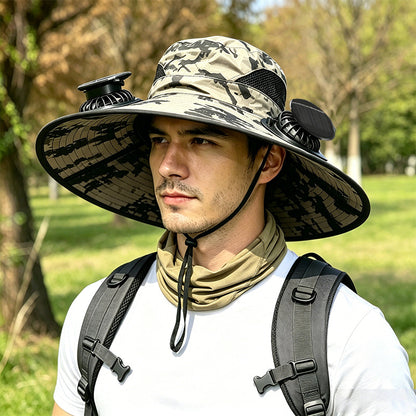Solar Fan Hat with Built-in Ventilation