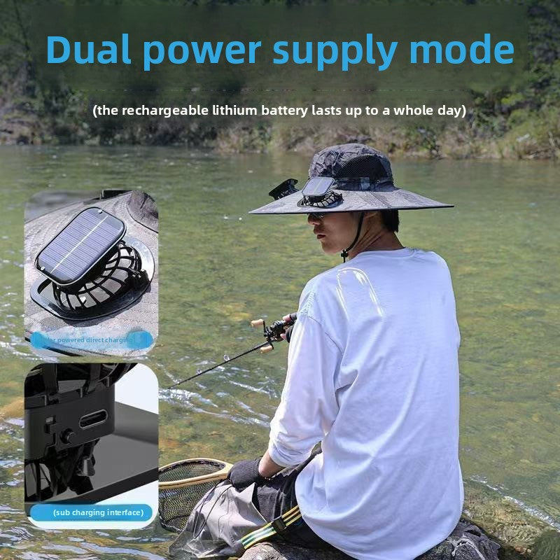 Solar Fan Hat with Built-in Ventilation