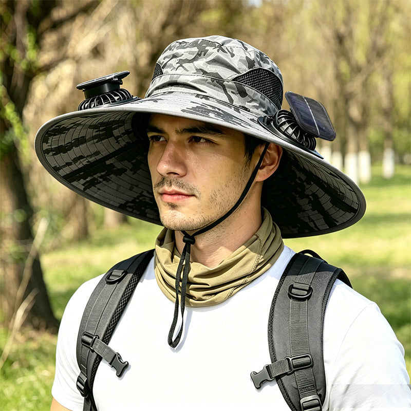 Solar Fan Hat with Built-in Ventilation