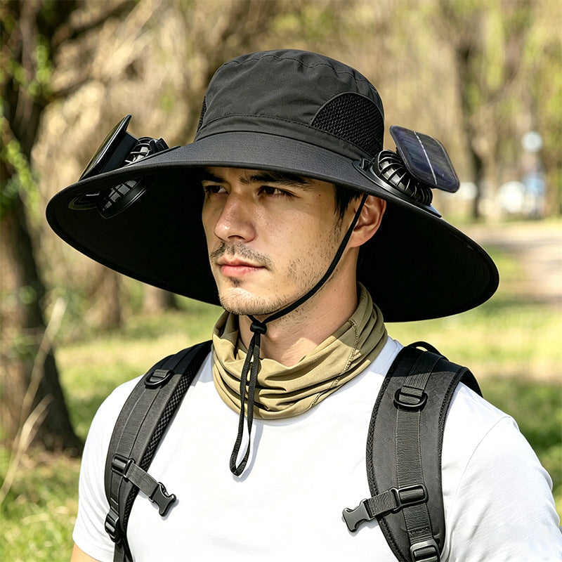 Solar Fan Hat with Built-in Ventilation