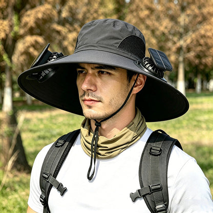 Solar Fan Hat with Built-in Ventilation