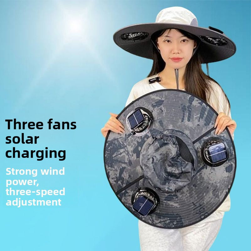 Solar Fan Hat with Built-in Ventilation