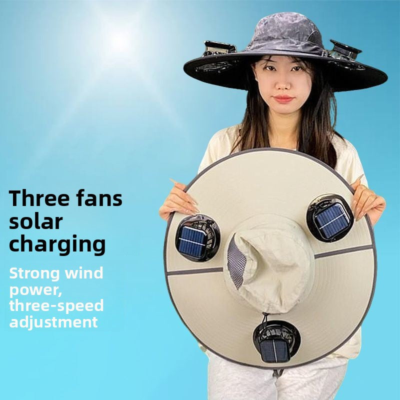 Solar Fan Hat with Built-in Ventilation