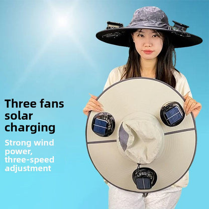 Solar Fan Hat with Built-in Ventilation