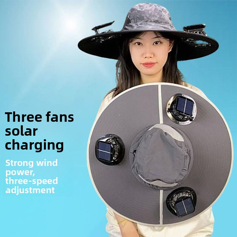 Solar Fan Hat with Built-in Ventilation
