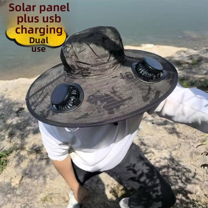 Solar Fan Sun Hat French Style Straw Hat for Women Summer Sun Protection Breathable Adjustable Wide Brim