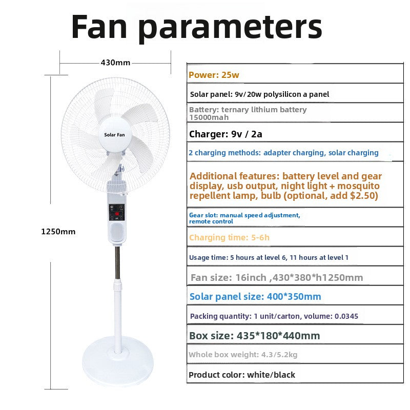 solar floor fan