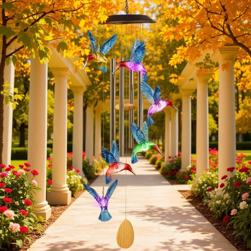 Solar Hummingbird Wind Chime Lantern