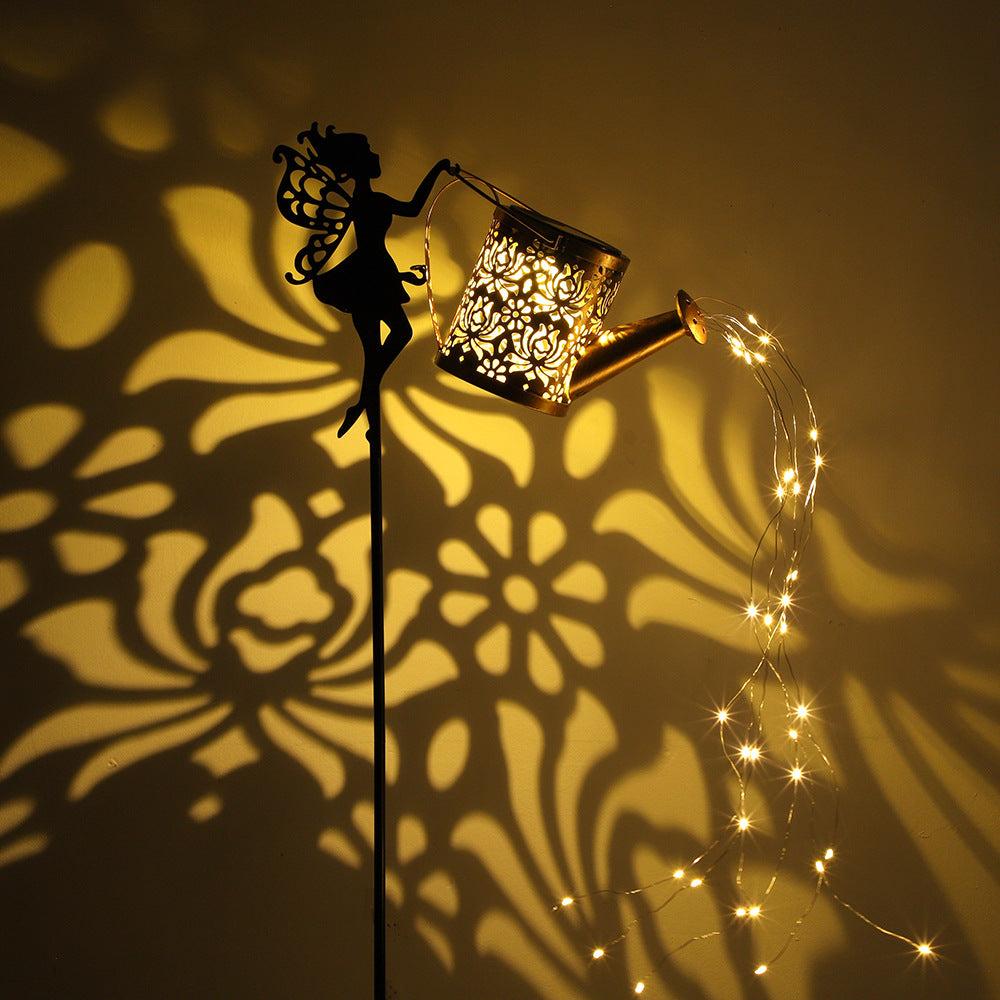 Solar Iron Teapot Outdoor Garden Decorative Light