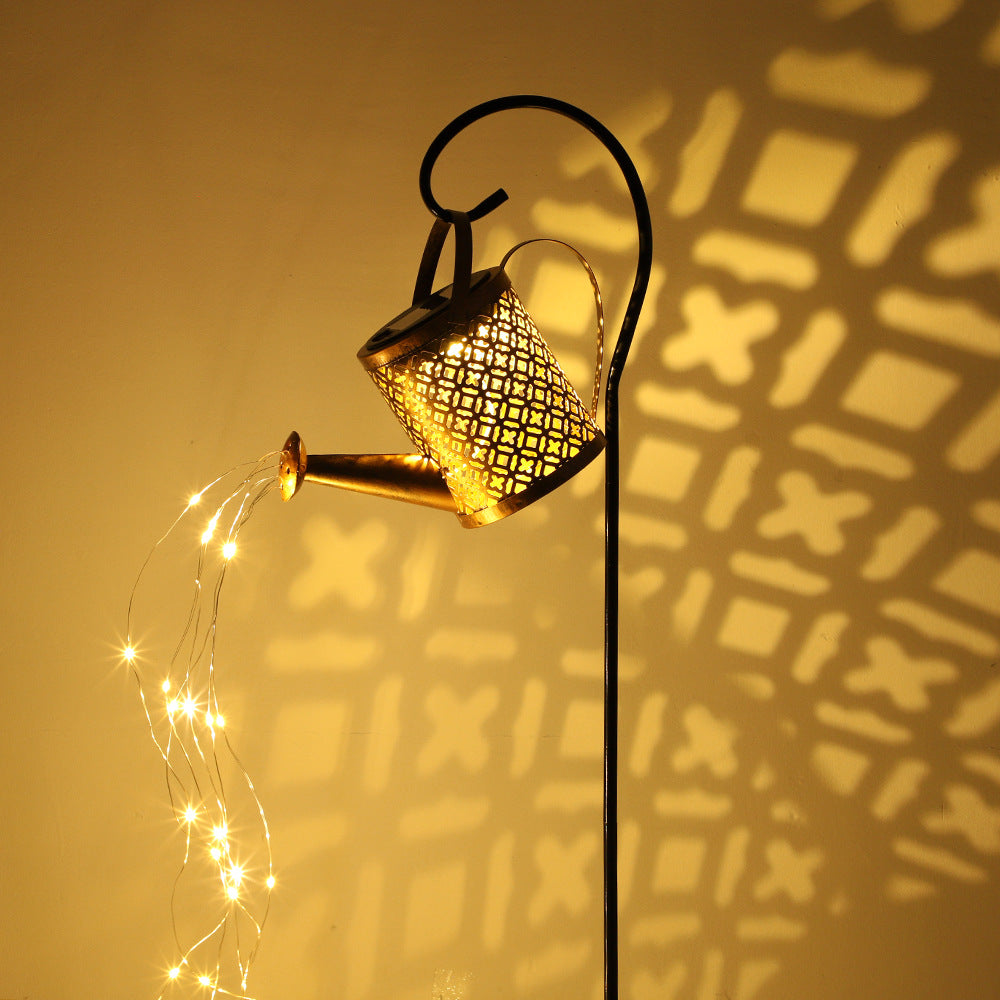 Solar Iron Teapot Outdoor Garden Decorative Light