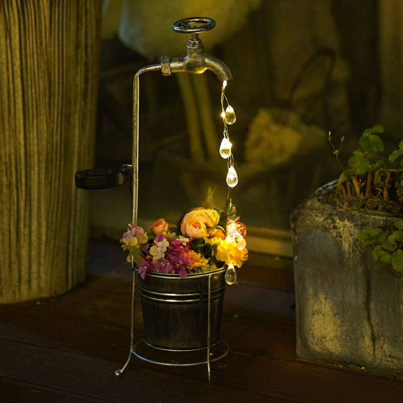 Solar Iron Water Drop Outdoor Light