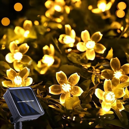 Solar LED Cherry Blossom String Lights for Outdoor Decoration