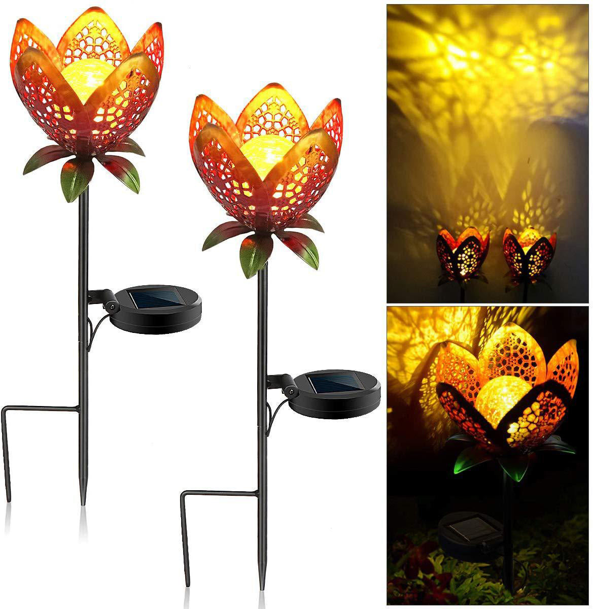 Solar LED Flame Projection Garden Light
