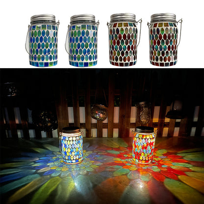 Solar Mosaic Peacock Light Glass Bottle