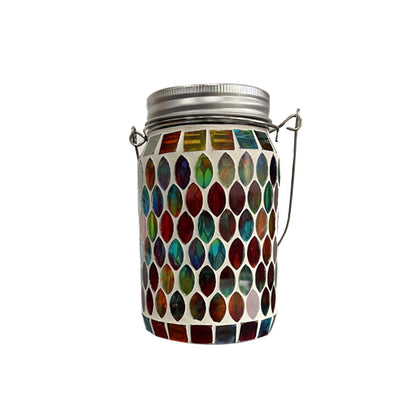 Solar Mosaic Peacock Light Glass Bottle