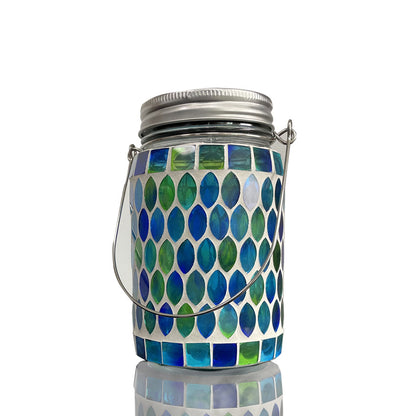 Solar Mosaic Peacock Light Glass Bottle