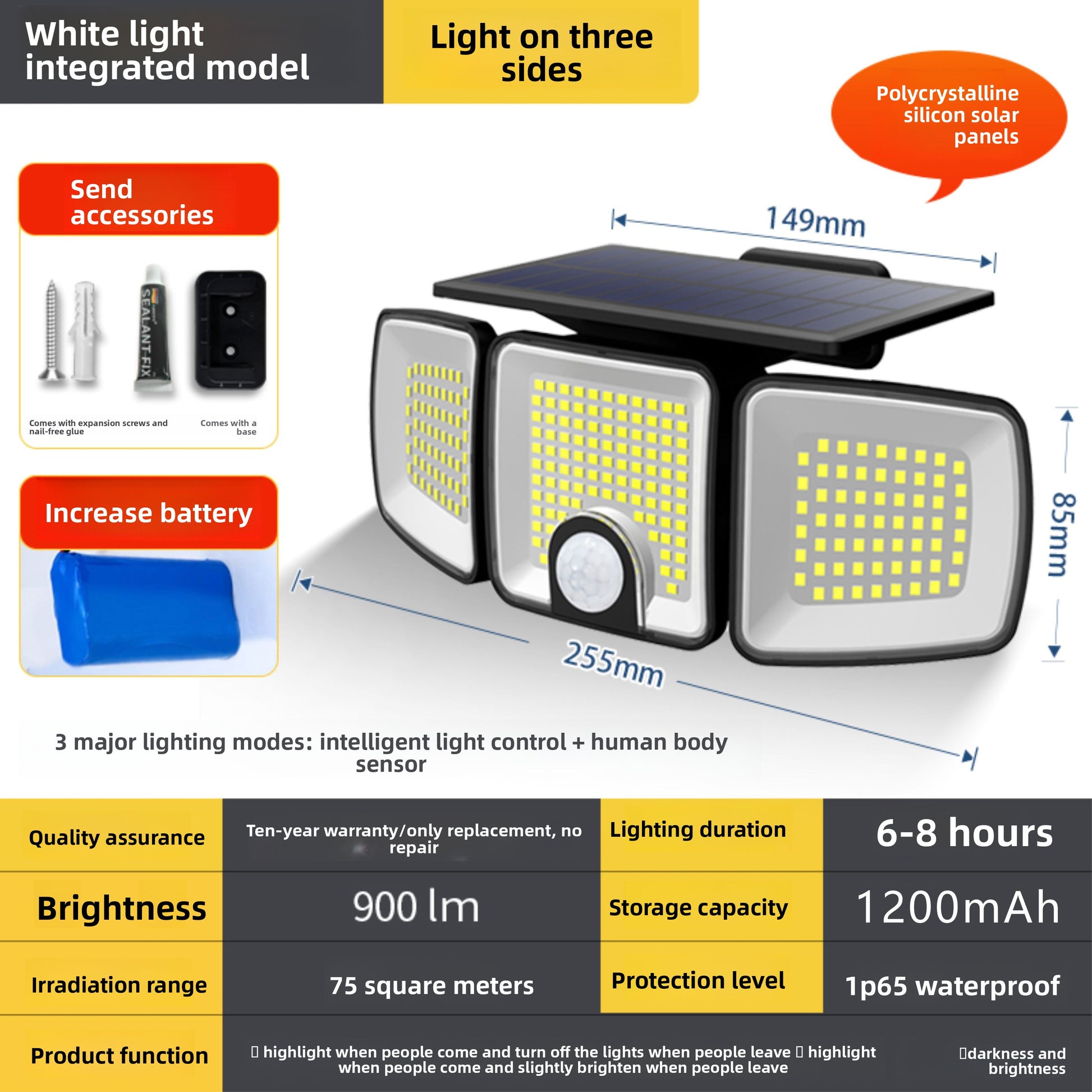 Solar Outdoor LED Garden Light with Motion Sensor