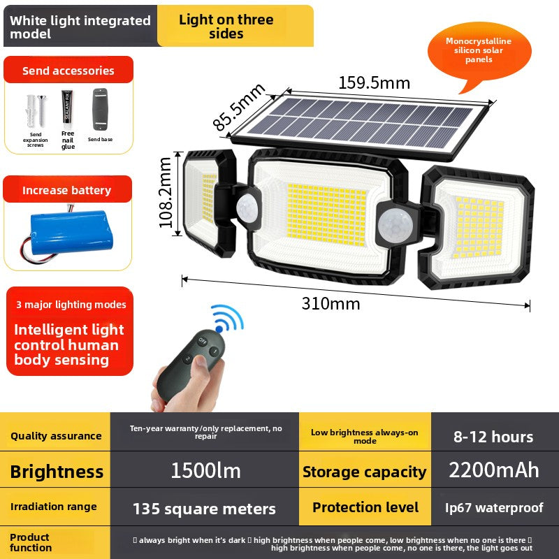 Solar Outdoor LED Garden Light with Motion Sensor